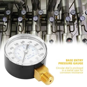 0-100psi 0-7bar Pressure Gauge Manometer Dial Instrument Base Entry NPT 1/4' - Picture 1 of 12