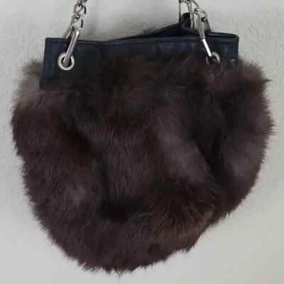 Vtg Greiska Fur Pouch Bag Chain Handles - Image 1 of 4