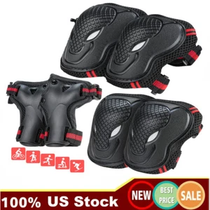 6Pcs Knee Elbow Pads Wrist Guards Adult Teens Kids Skateboard Protective Gear - Picture 1 of 11