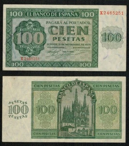 ESPAÑA. 100 pesetas año 1936 "Catedral de Burgos". Serie X 2465251. BONITO MBC. - Picture 1 of 1