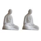 2X  Weie Keramik Buddha Statue Meditierender MNch Buddha Statue Zen Stil 4580