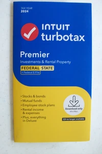 "Intuit Turbotax 2024 Premier Federal & State / Investments & Rentals" New - Picture 1 of 2