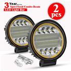 Pair 5''Inch 200W Round LED Work Light Spot Flood Driving Fog Amber Lamp Offroad