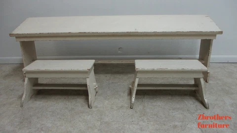 Antique Mission Style Childs Desk and bench Set Library school B Cover