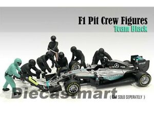 American Diorama 1:43 / 1:18 Formula 1 F1 7 Pit Crew Set Team Black For Mercedes