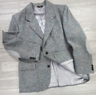 Vtg 80s Pendleton Gray Speckled Tweed Wool Suede Elbow Patch Mens 46 Blazer