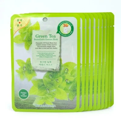 BeauuGreen Green Tea Essence Mask 23g x 10ea Soothing K-Beauty - Image 1 of 4