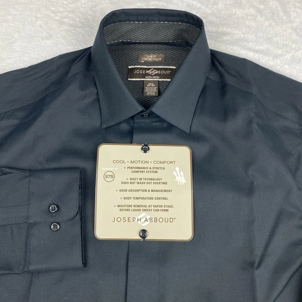 Camisa de vestir Joseph Abboud para hombre 14,5-32/33 negra ajustada elástica ¡Nueva con etiquetas! Foto 1 de 4