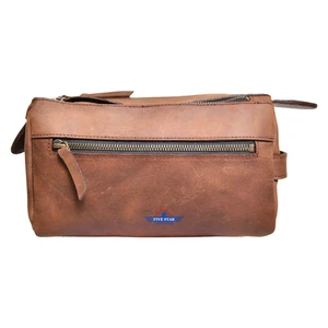 FiveStar Leather Men's Vintage Toiletry Bag Shaving Dopp Kit Organizer - Picture 1 of 9