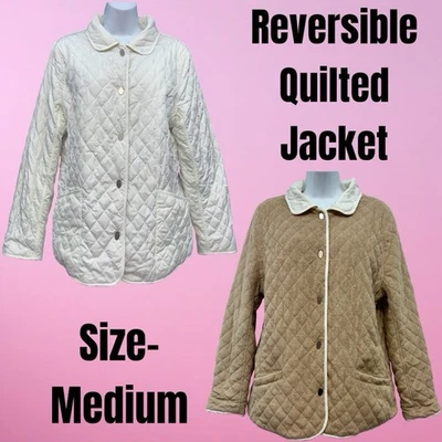 Chaqueta de vellón/softshell acolchada con botones a presión reversible talla M vintage para mujer Foto 1 de 4