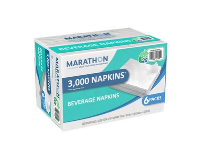 Servilletas blancas Marathon 1 capa 3000 quilates | Paquete de 6 en relieve Foto 1 de 4