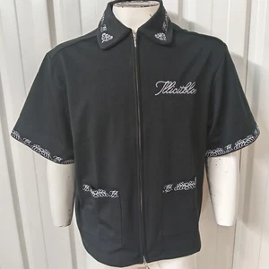 Camisa de Cena Cubana Illicit Bloc Para Hombres Pequeña (S) Cremallera Completa S/S Cuello Negra - Imagen 1 de 13