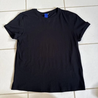 Camisa Kit And Ace Mujer Mediana 6 Negra Cuello Redondo Informal Manga Corta Enrollada Camiseta Foto 1 de 4