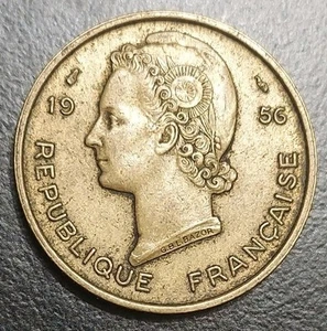 1956 French West Africa 25 Francs Vintage Coin 27mm One Year Type KM 7 - Picture 1 of 3