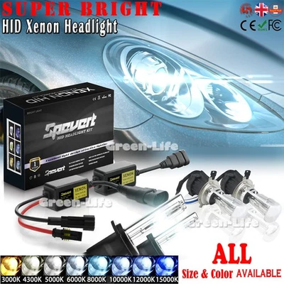 H7 Xenon HID CONVERSION KIT Pair 55W Hi/Lo Beam Bulbs Slim Ballasts 6000K-12000K - Image 1 of 4