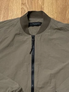 Rag & Bone Jacket Mens Large Brown Bomber Lightweight Zip Nylon Cotton Pockets - Picture 1 of 11