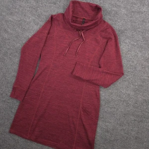 Kuhl Lea Kleid Damen M burgund meliert Kordelzug Wasserfallausschnitt Taschen Daumenlöcher - Bild 1 von 11