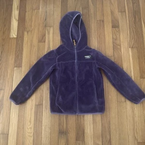 LL Bean Girls Purple Full Zip Fleece Jacket Hooded Size S - Picture 1 of 5