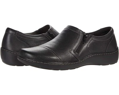 Clarks Z4047* Mujer Negro Cora Giny Acolchado Cremallera Mocasín Plano Talla EE. UU. 8M UE 39 Foto 1 de 4