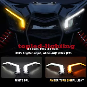 Front LED Signature Lights Turn Signal Light Assembly For UTV Can Am Maverick X3 - Foto 1 di 9