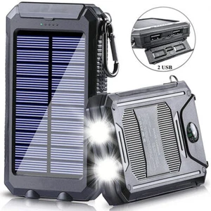 Solar Power Bank Portable Waterproof 9500000mAh External Battery Charger US New - Picture 1 of 33
