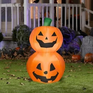 Gemmy Halloween 3.5' Duo Stacked Pumpkin Airblown Inflatable (NEW IN BOX) - Picture 1 of 6