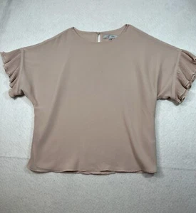 Naked Zebra Women's Pink Short Ruffle Sleeve Loose Blouse Small - Picture 1 of 11