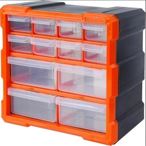 Tactix 320630 12 Drawer Cabinet, Storage & Hardware Parts Organizer Black/Orange - Foto 1 di 3