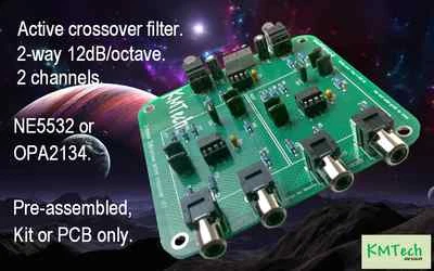 2 canali 2 vie 12dB/ottava filtro crossover attivo KMTech NE5532 preassemblato