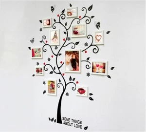 Black Family Photo Frame Tree Butterflie Wall Sticker Decal Vinyl Art Home Decor - Picture 1 of 9