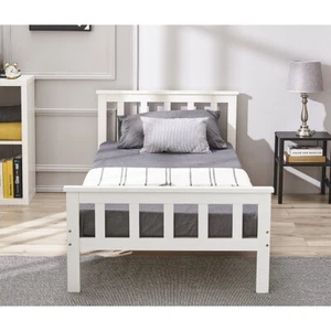 Single Bed White 3ft Solid Pine Wooden Bed Frame Adult, Children, Kids Bedframe - Picture 1 of 10