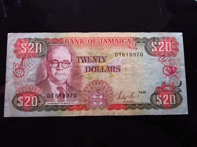 Jamaica 20 Dollars 1987 8970h90 P72 World Banknote Currency Money - Image 1 of 2