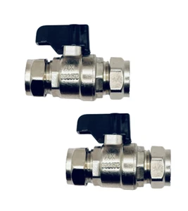 15mm Isolation Ball o fix Valve Straight Full Bore Black Lever WRAS Approved x 2 - Picture 1 of 6