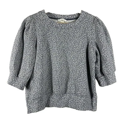 H&M Women's Top Purple Floral Cotton Blend Crew Neck 3/4 Sleeves Pullover Size S - Image 1 of 4