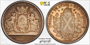 1850 France Jeton Silk Workers Corne Variety PCGS MS63 Top Pop 1/0 Silver BU - Picture 1 of 2