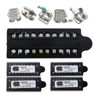 US Dental Orthodontic Metal Brackets MIM Mini Braces Roth MBT 022 018 345 Hooks - Image 1 of 4
