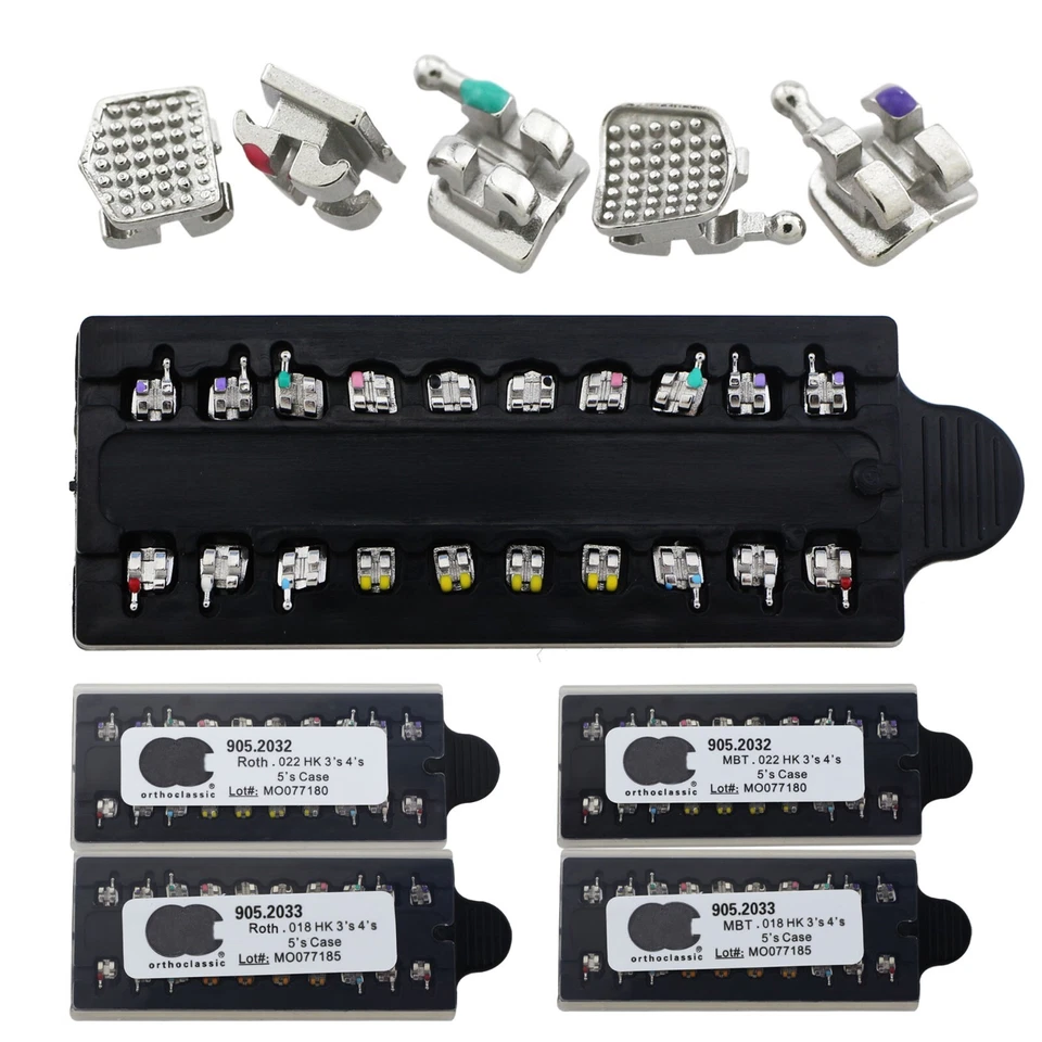 US Dental Orthodontic Metal Brackets MIM Mini Braces Roth MBT 022 018 345 Hooks - Image 1 of 4