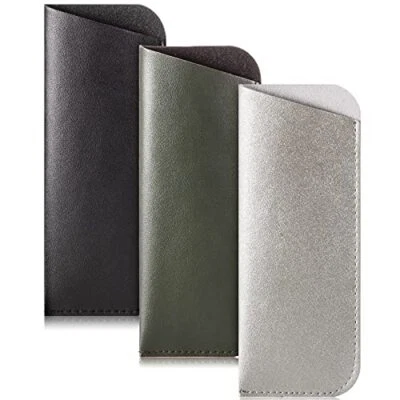  Paquete de 3 bolsas para gafas delgadas - bolsa para gafas suaves grande P (negro, verde, plateado) Foto 1 de 4
