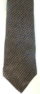 Neu mit Etikett Van Heusen klassische Seidenkrawatte Herren braun & blau geometrisches Muster - Bild 1 von 3