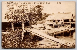 RPPC Postcard The Mills just below the Bridge Deblois Me. *8475 - Picture 1 of 2