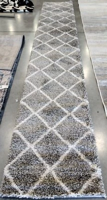 GREY / IVORY 2'-3" X 16' Back Stain Rug, Reduced Price 1172754870 SGH281B-216 - Image 1 of 4