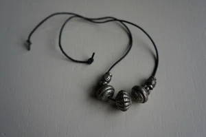 Halskette Indien silber Leder Ethnoschmuck vintage shabby - Bild 1 von 2