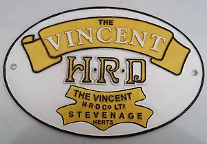 VINCENT Motorcycle Cast Metal SIGN Black Shadow Meteor Comet HRD no enamel (cm) - Picture 1 of 1