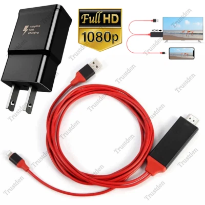 For iPhone 14 13 12 8 7 6 HDMI Mirroring AV Cable Phone to TV HDTV Adapter 1080P - Image 1 of 4