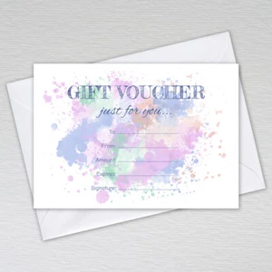 Vales de Regalo Tarjeta A6 Salón Belleza Peluquería Restaurante Acuarela en Blanco - Imagen 1 de 1