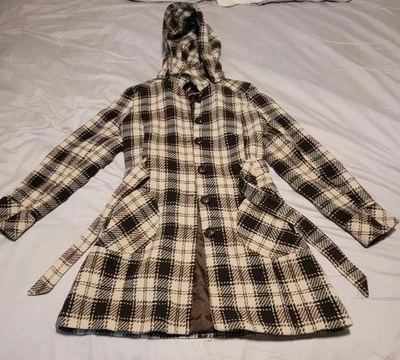 女式 American Rag Cie 尺寸小豌豆大衣羊毛连帽衫(可拆卸)... — 第 1/4 张图片