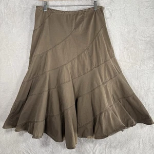 Gonna donna Ralph Lauren a strati midi taglia 4 Y2K contadina cottage chic cotone marrone - Foto 1 di 16