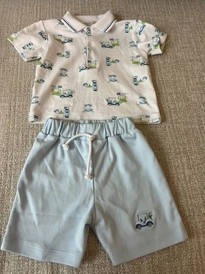NWT $50 Kissy Kissy Boy's Fairway Foursome Polo & Shorts Set, Size 3-6M - Image 1 of 4