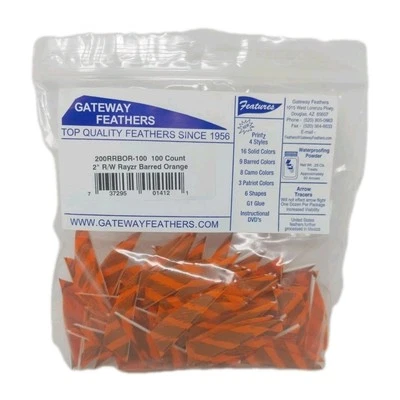 Paquete de 100 plumas Gateway de 2" ala derecha: Rayzr imitación barra naranja 200RRBOR-100 Foto 1 de 4