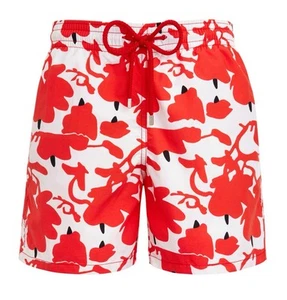 Villebrequin x Donald Sultan rot & weiß Laterne Blumen Badehose Tasche Neu mit Etikett L - Bild 1 von 13